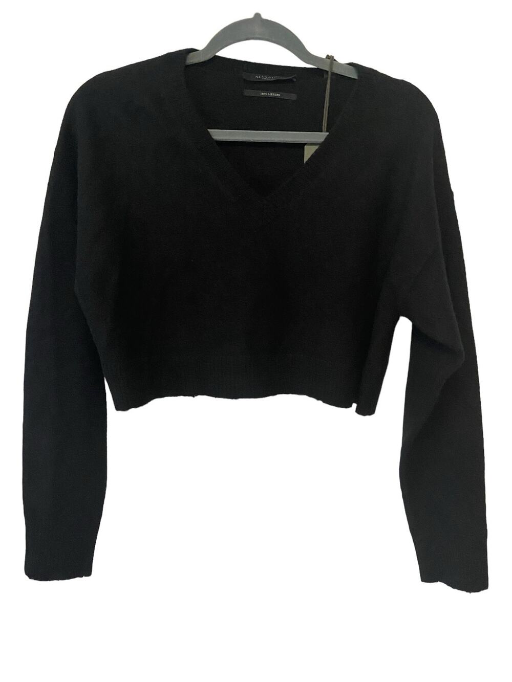AllSaints Sweater Jumper Merino Wool Cropped Knit Pullover Cozy Winter M